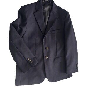 Nordstrom  Navy Blue Blazer Boys Vintage Gold Buttons-Size 10R Wool Blend EUC